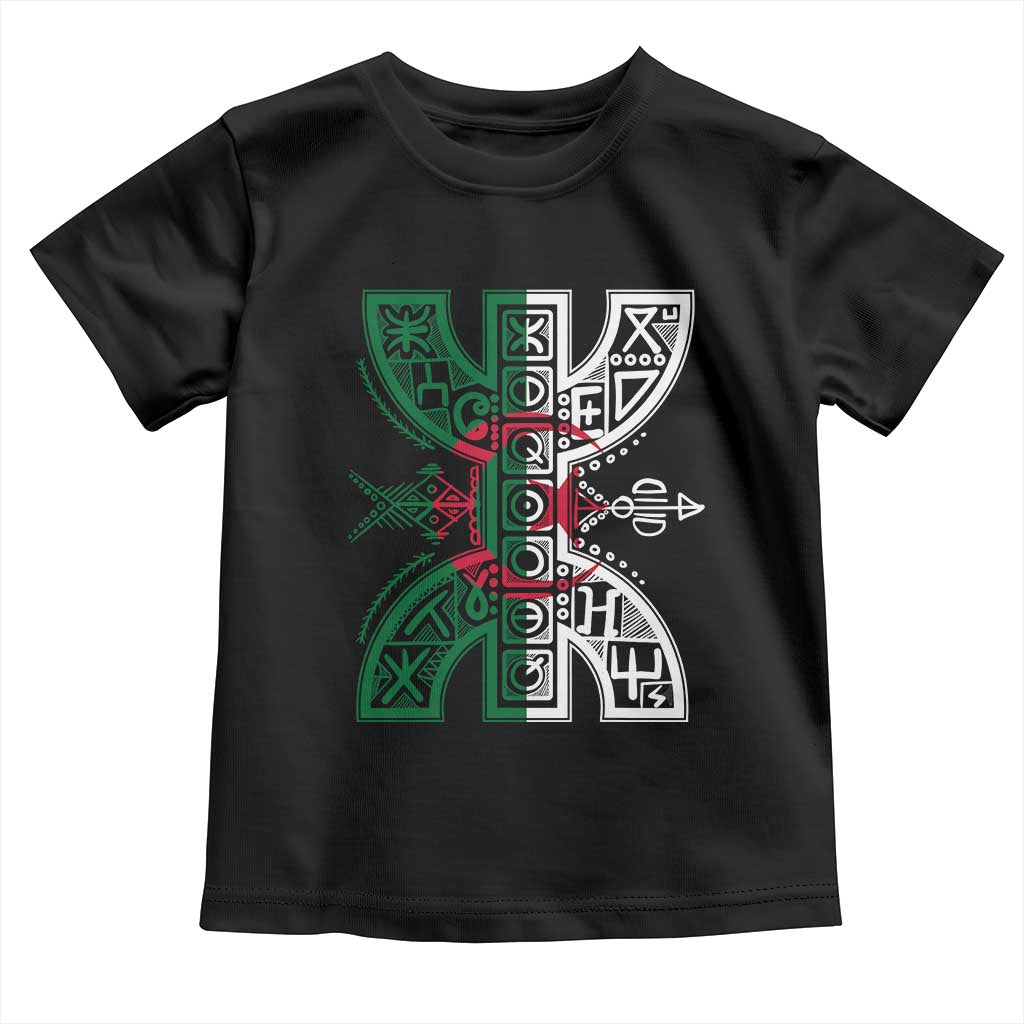 Algeria Amazigh Berber Yaz Symbol Algerian Flag Heritage Graphic Toddler T Shirt Traditional North African Tribal Culture Art
