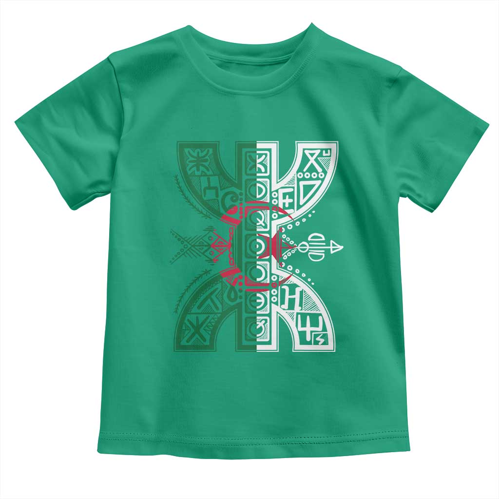 Algeria Amazigh Berber Yaz Symbol Algerian Flag Heritage Graphic Toddler T Shirt Traditional North African Tribal Culture Art
