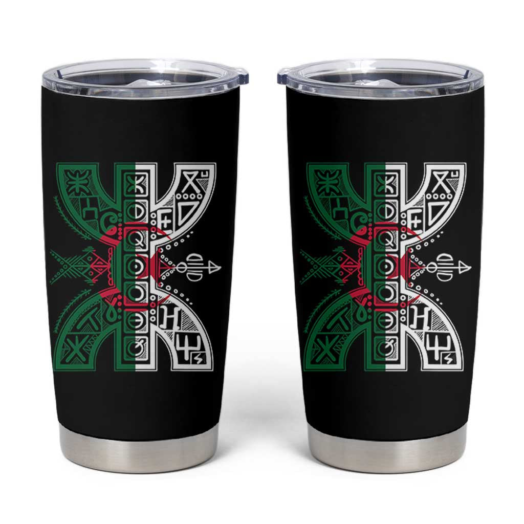 Algeria Amazigh Berber Yaz Symbol Algerian Flag Heritage Graphic Tumbler Cup Traditional North African Tribal Culture Art