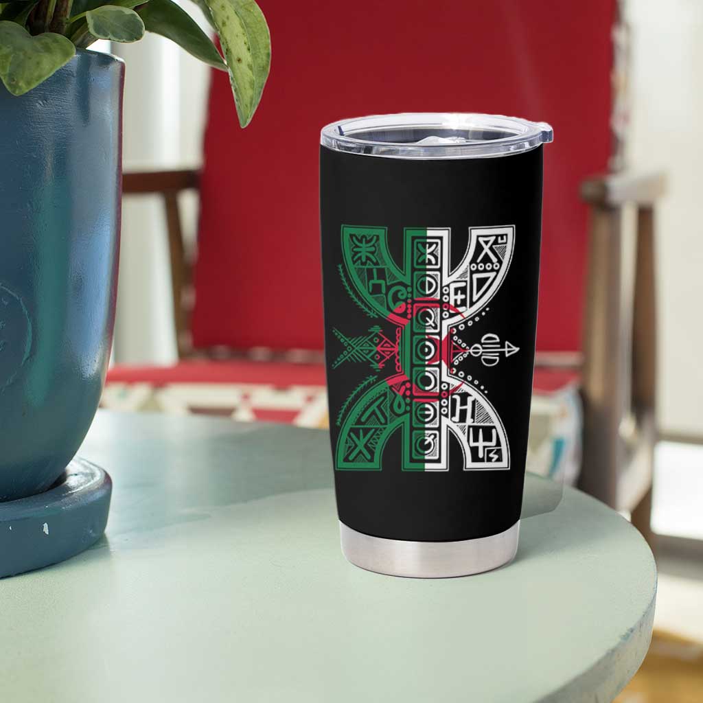 Algeria Amazigh Berber Yaz Symbol Algerian Flag Heritage Graphic Tumbler Cup Traditional North African Tribal Culture Art