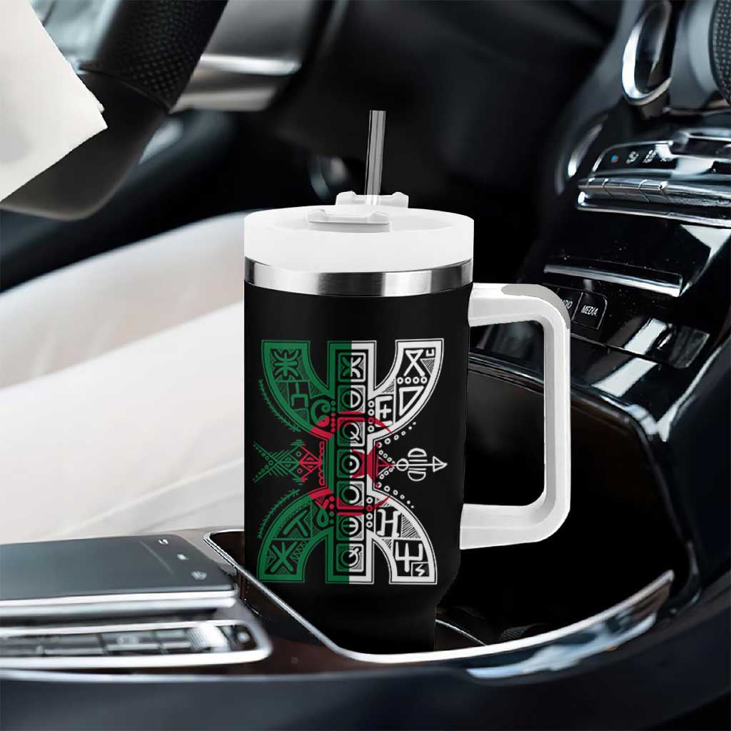 Algeria Amazigh Berber Yaz Symbol Algerian Flag Heritage Graphic Tumbler With Handle Traditional North African Tribal Culture Art