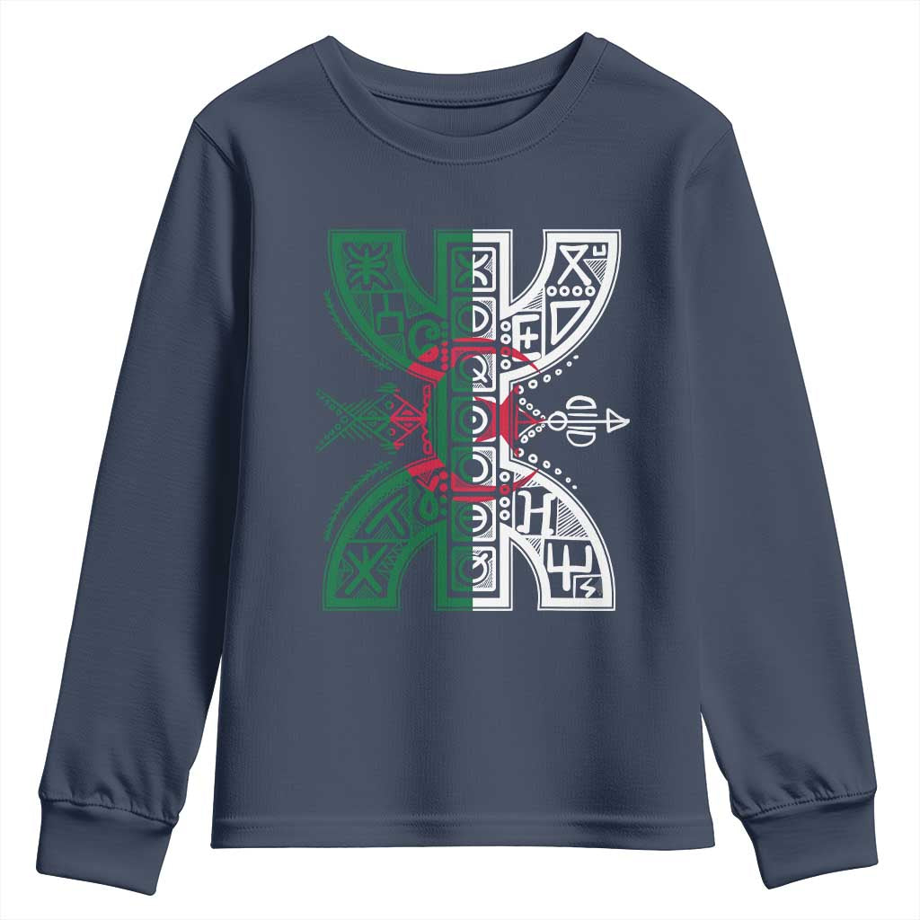 Algeria Amazigh Berber Yaz Symbol Algerian Flag Heritage Graphic Youth Sweatshirt Traditional North African Tribal Culture Art