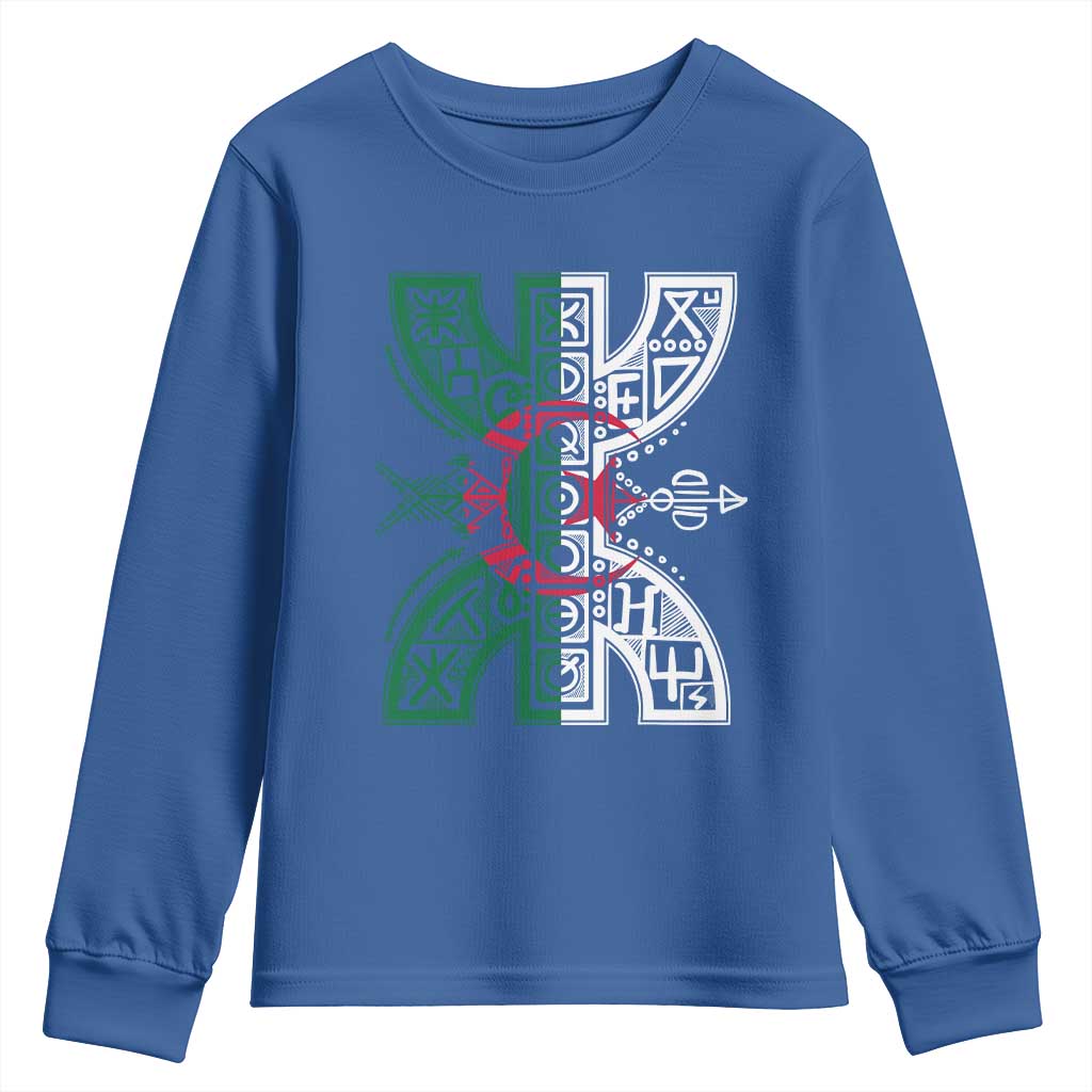 Algeria Amazigh Berber Yaz Symbol Algerian Flag Heritage Graphic Youth Sweatshirt Traditional North African Tribal Culture Art