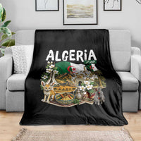 Algeria Algerian Culture and Landmarks Collage Graphic Throw Blanket Proud Fennec Fox Heritage and Arabic Calligraphy