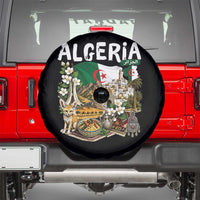Algeria Algerian Culture and Landmarks Collage Graphic Spare Tire Cover Proud Fennec Fox Heritage and Arabic Calligraphy