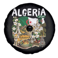 Algeria Algerian Culture and Landmarks Collage Graphic Spare Tire Cover Proud Fennec Fox Heritage and Arabic Calligraphy