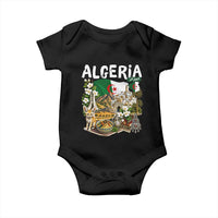 Algeria Algerian Culture and Landmarks Collage Graphic Baby Onesie Proud Fennec Fox Heritage and Arabic Calligraphy
