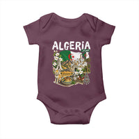 Algeria Algerian Culture and Landmarks Collage Graphic Baby Onesie Proud Fennec Fox Heritage and Arabic Calligraphy