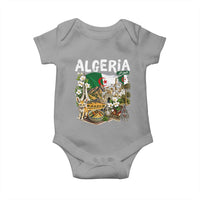 Algeria Algerian Culture and Landmarks Collage Graphic Baby Onesie Proud Fennec Fox Heritage and Arabic Calligraphy