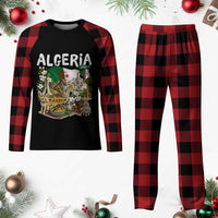 Algeria Algerian Culture and Landmarks Collage Graphic Plaid Pajama Set Proud Fennec Fox Heritage and Arabic Calligraphy