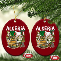 Algeria Algerian Culture and Landmarks Collage Graphic Ceramic Ornament Proud Fennec Fox Heritage and Arabic Calligraphy