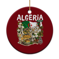 Algeria Algerian Culture and Landmarks Collage Graphic Ceramic Ornament Proud Fennec Fox Heritage and Arabic Calligraphy