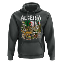 Algeria Algerian Culture and Landmarks Collage Graphic Hoodie Proud Fennec Fox Heritage and Arabic Calligraphy