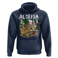 Algeria Algerian Culture and Landmarks Collage Graphic Hoodie Proud Fennec Fox Heritage and Arabic Calligraphy