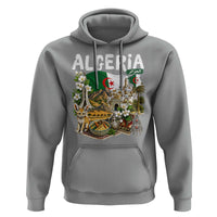 Algeria Algerian Culture and Landmarks Collage Graphic Hoodie Proud Fennec Fox Heritage and Arabic Calligraphy