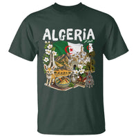 Algeria Algerian Culture and Landmarks Collage Graphic T Shirt Proud Fennec Fox Heritage and Arabic Calligraphy