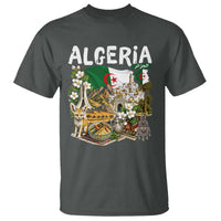 Algeria Algerian Culture and Landmarks Collage Graphic T Shirt Proud Fennec Fox Heritage and Arabic Calligraphy