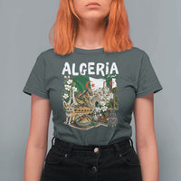 Algeria Algerian Culture and Landmarks Collage Graphic T Shirt For Women Proud Fennec Fox Heritage and Arabic Calligraphy