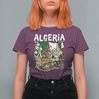 Algeria Algerian Culture and Landmarks Collage Graphic T Shirt For Women Proud Fennec Fox Heritage and Arabic Calligraphy