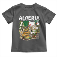 Algeria Algerian Culture and Landmarks Collage Graphic Toddler T Shirt Proud Fennec Fox Heritage and Arabic Calligraphy