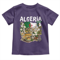 Algeria Algerian Culture and Landmarks Collage Graphic Toddler T Shirt Proud Fennec Fox Heritage and Arabic Calligraphy