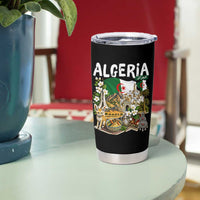 Algeria Algerian Culture and Landmarks Collage Graphic Tumbler Cup Proud Fennec Fox Heritage and Arabic Calligraphy