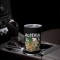 Algeria Algerian Culture and Landmarks Collage Graphic Tumbler Cup Proud Fennec Fox Heritage and Arabic Calligraphy