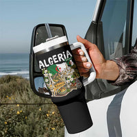 Algeria Algerian Culture and Landmarks Collage Graphic Tumbler With Handle Proud Fennec Fox Heritage and Arabic Calligraphy