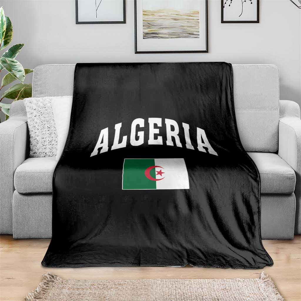 Classic Algeria Varsity Athletic Style Throw Blanket Proud Patriotic Algerian Flag