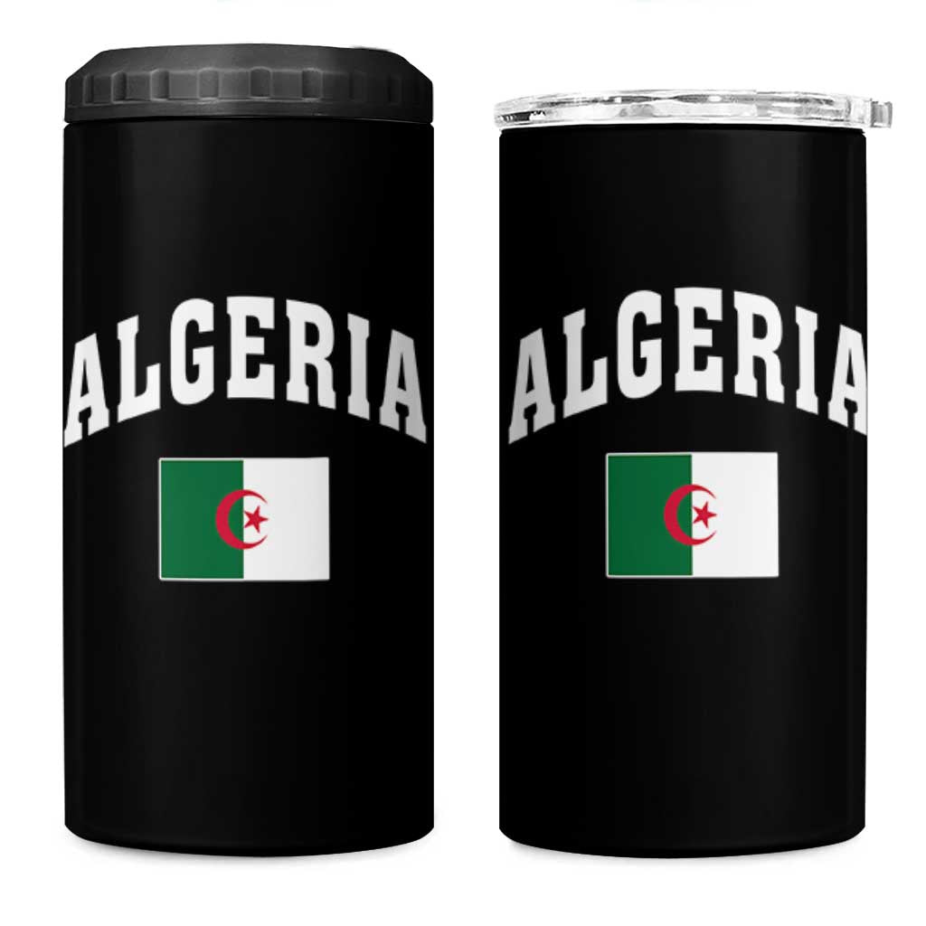 Classic Algeria Varsity Athletic Style 4 in 1 Can Cooler Tumbler Proud Patriotic Algerian Flag