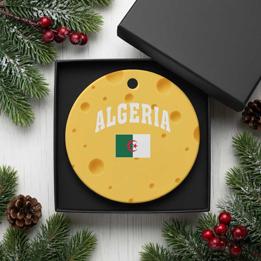 Classic Algeria Varsity Athletic Style Ceramic Ornament Proud Patriotic Algerian Flag