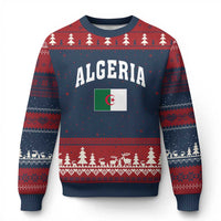 Classic Algeria Varsity Athletic Style Ugly Christmas Sweater Proud Patriotic Algerian Flag