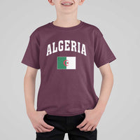 Classic Algeria Varsity Athletic Style T Shirt For Kid Proud Patriotic Algerian Flag