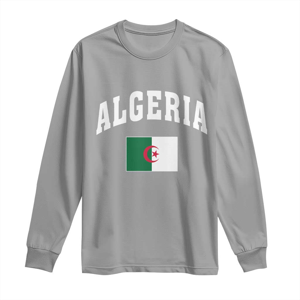 Classic Algeria Varsity Athletic Style Long Sleeve Shirt Proud Patriotic Algerian Flag