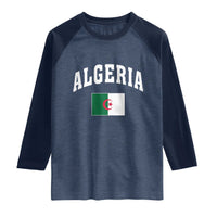 Classic Algeria Varsity Athletic Style Raglan Shirt Proud Patriotic Algerian Flag