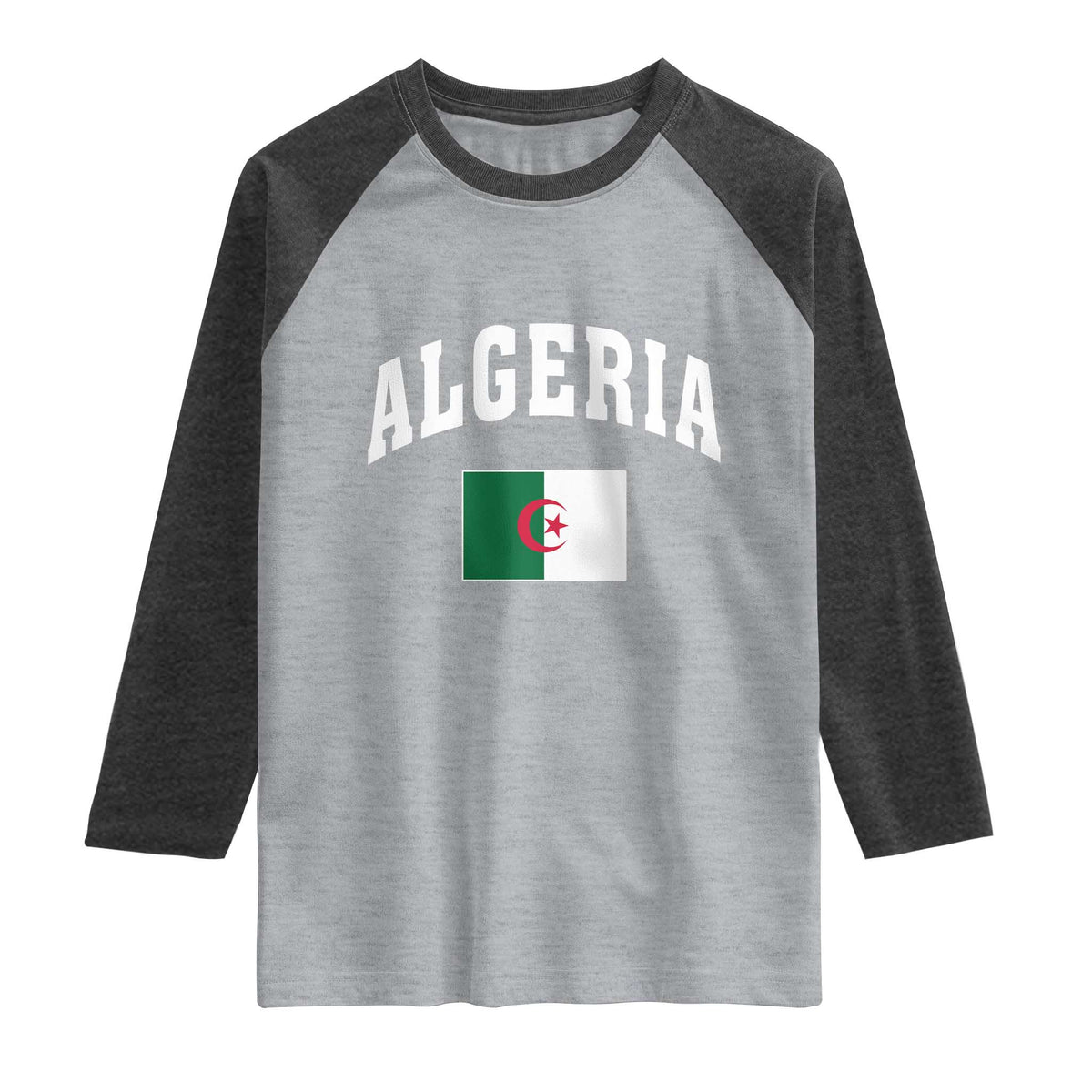 Classic Algeria Varsity Athletic Style Raglan Shirt Proud Patriotic Algerian Flag