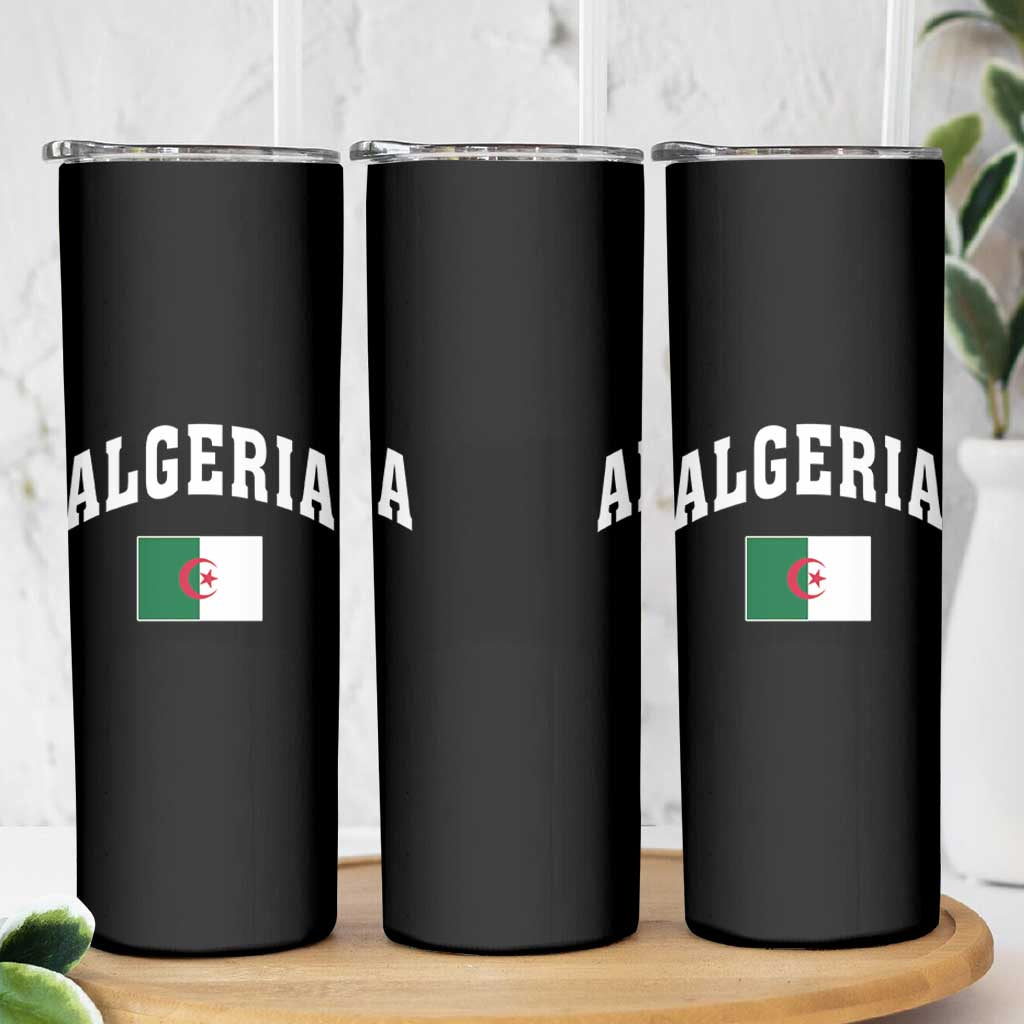 Classic Algeria Varsity Athletic Style Skinny Tumbler Proud Patriotic Algerian Flag