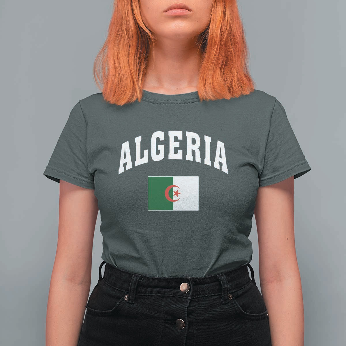 Classic Algeria Varsity Athletic Style T Shirt For Women Proud Patriotic Algerian Flag