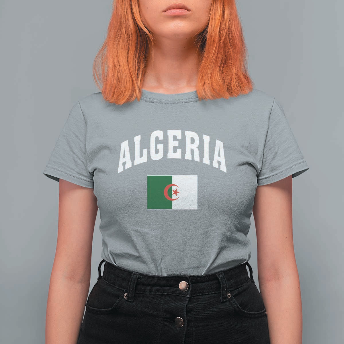 Classic Algeria Varsity Athletic Style T Shirt For Women Proud Patriotic Algerian Flag