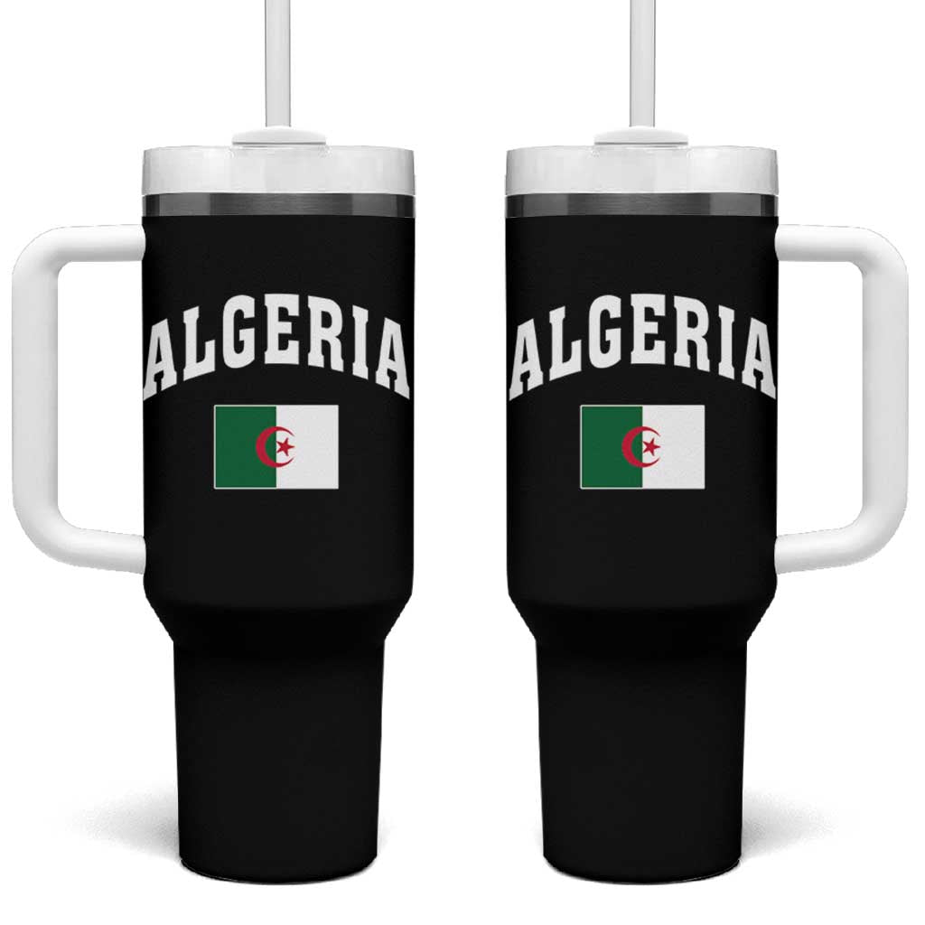 Classic Algeria Varsity Athletic Style Tumbler With Handle Proud Patriotic Algerian Flag