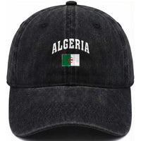Classic Algeria Varsity Athletic Style Washed Cotton Baseball Cap Proud Patriotic Algerian Flag