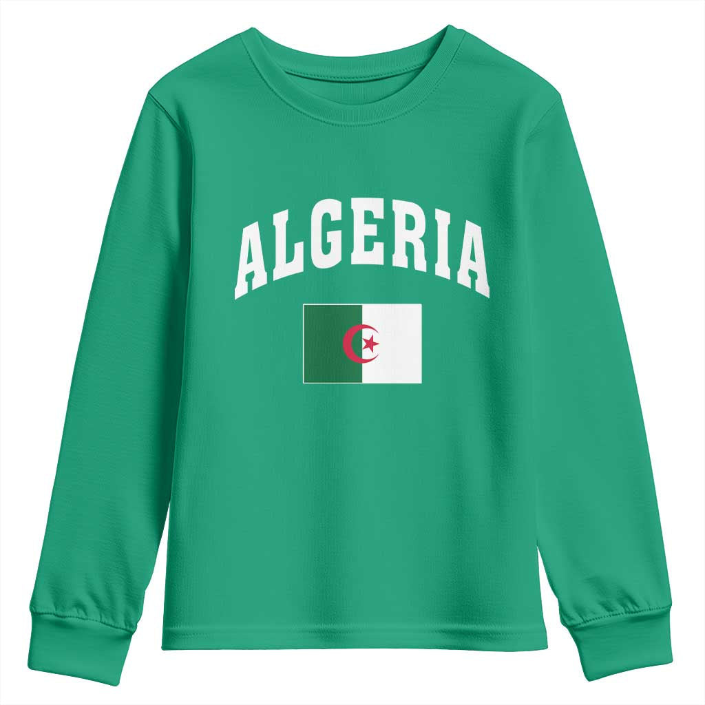 Classic Algeria Varsity Athletic Style Youth Sweatshirt Proud Patriotic Algerian Flag