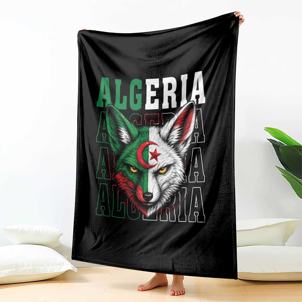 Algerian Fennec Fox Face Algeria National Flag Graphic Throw Blanket Proud North African Desert Animal