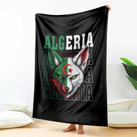 Algerian Fennec Fox Face Algeria National Flag Graphic Throw Blanket Proud North African Desert Animal