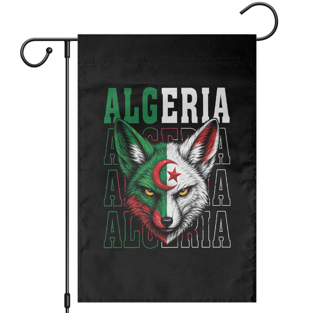 Algerian Fennec Fox Face Algeria National Flag Graphic Garden Flag Proud North African Desert Animal