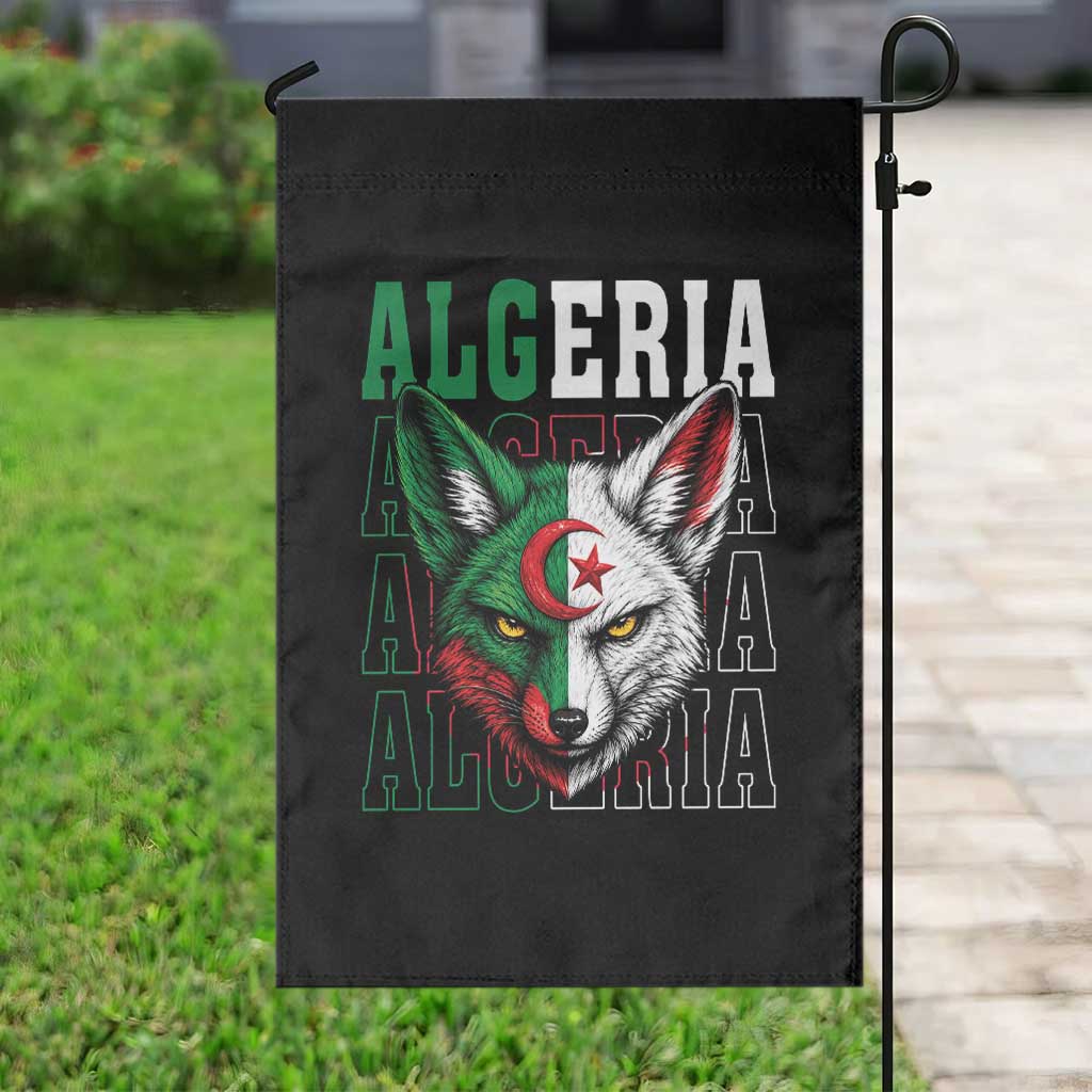 Algerian Fennec Fox Face Algeria National Flag Graphic Garden Flag Proud North African Desert Animal