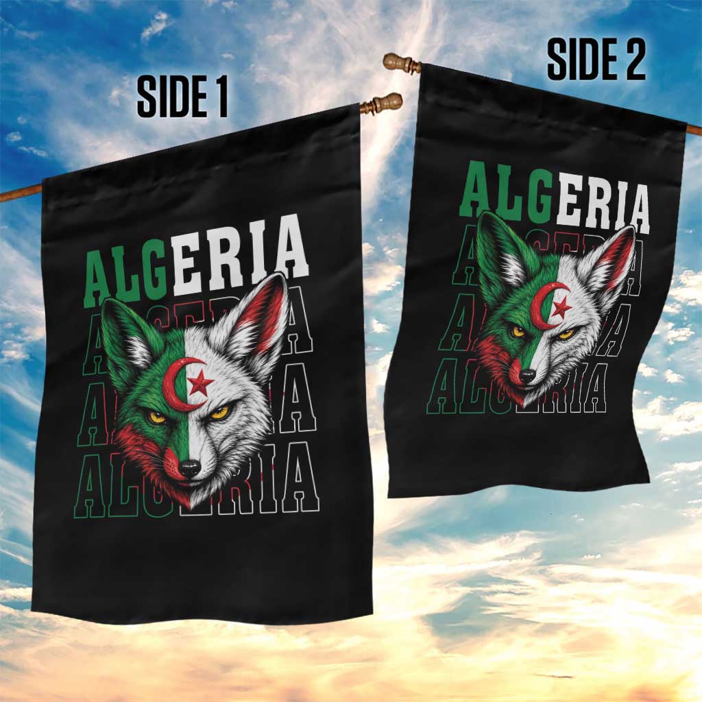 Algerian Fennec Fox Face Algeria National Flag Graphic Garden Flag Proud North African Desert Animal