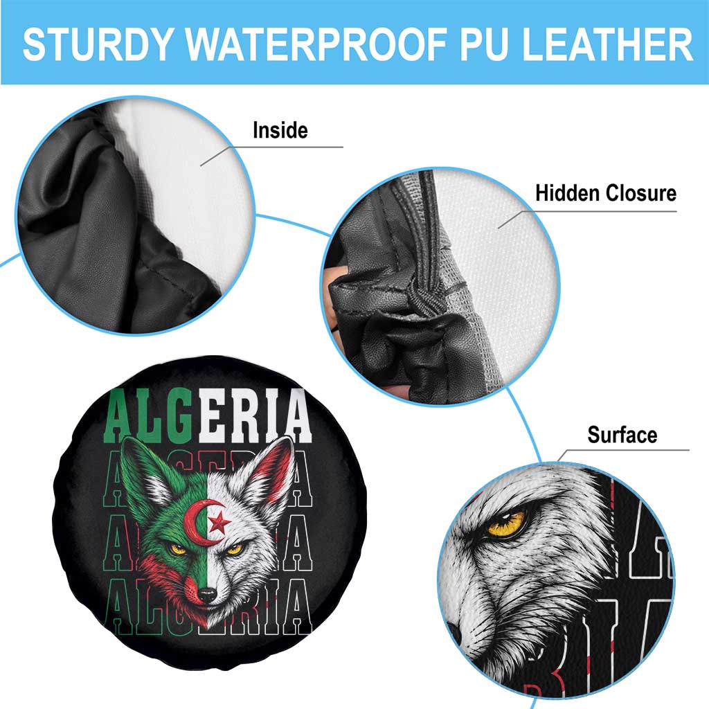 Algerian Fennec Fox Face Algeria National Flag Graphic Spare Tire Cover Proud North African Desert Animal