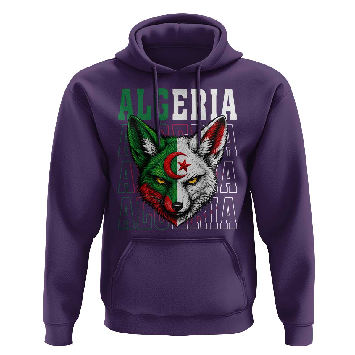 Algerian Fennec Fox Face Algeria National Flag Graphic Hoodie Proud North African Desert Animal