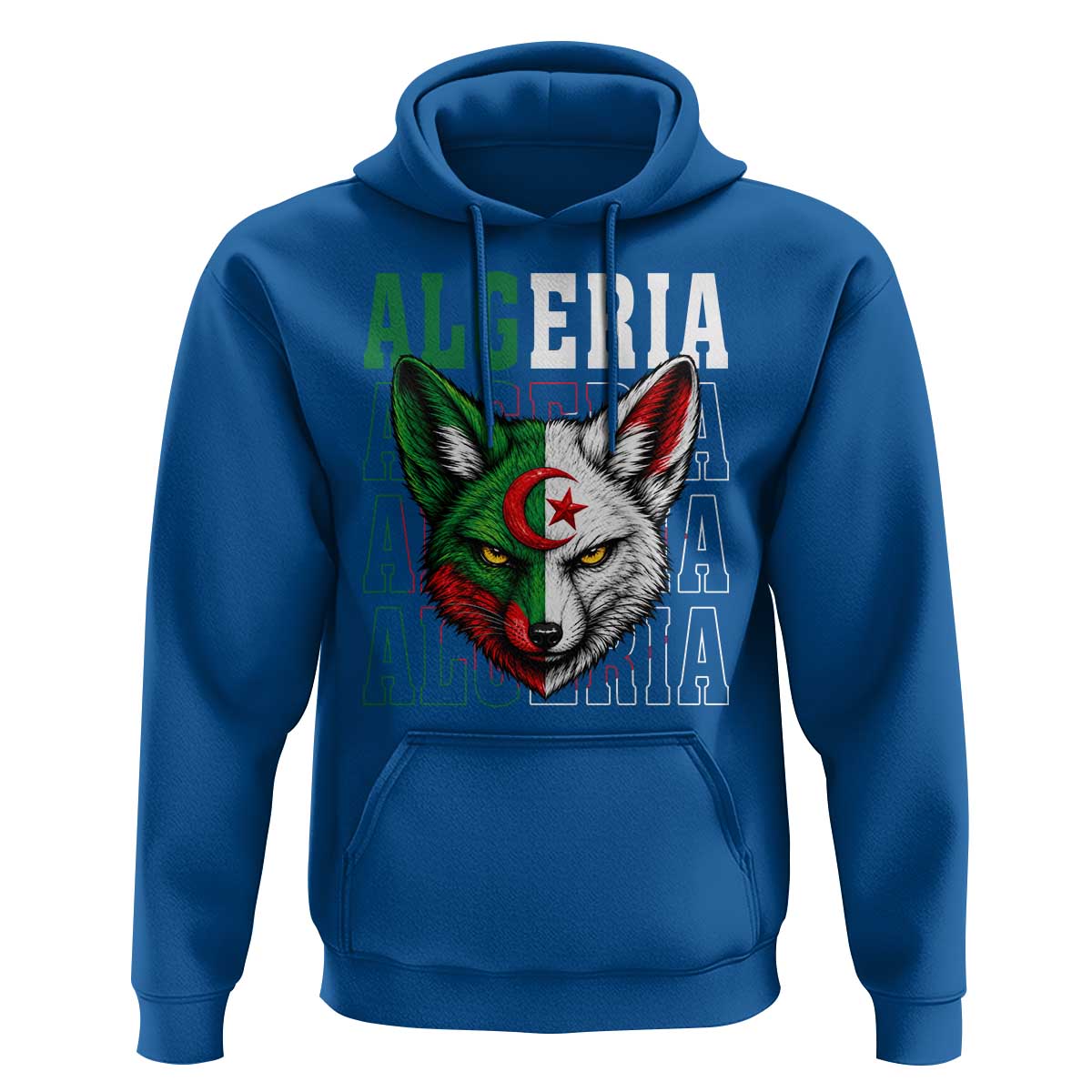 Algerian Fennec Fox Face Algeria National Flag Graphic Hoodie Proud North African Desert Animal